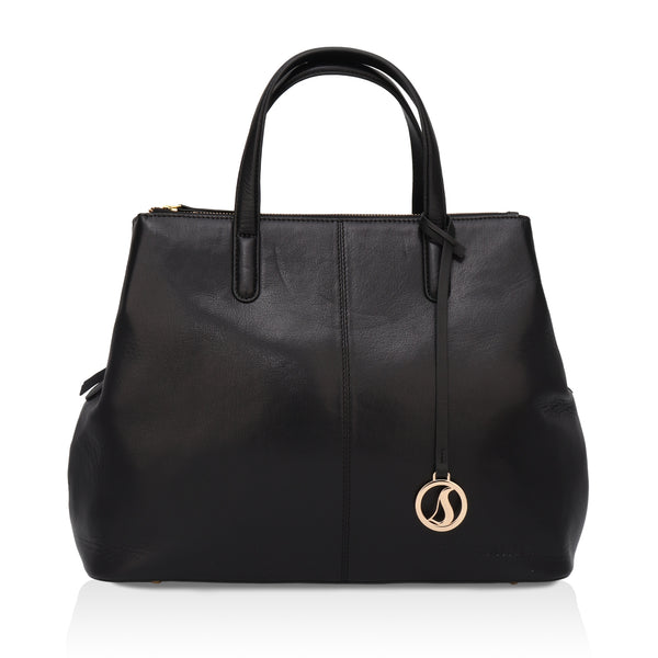 Divino: Napa Leather Laptop Handbag (Black)
