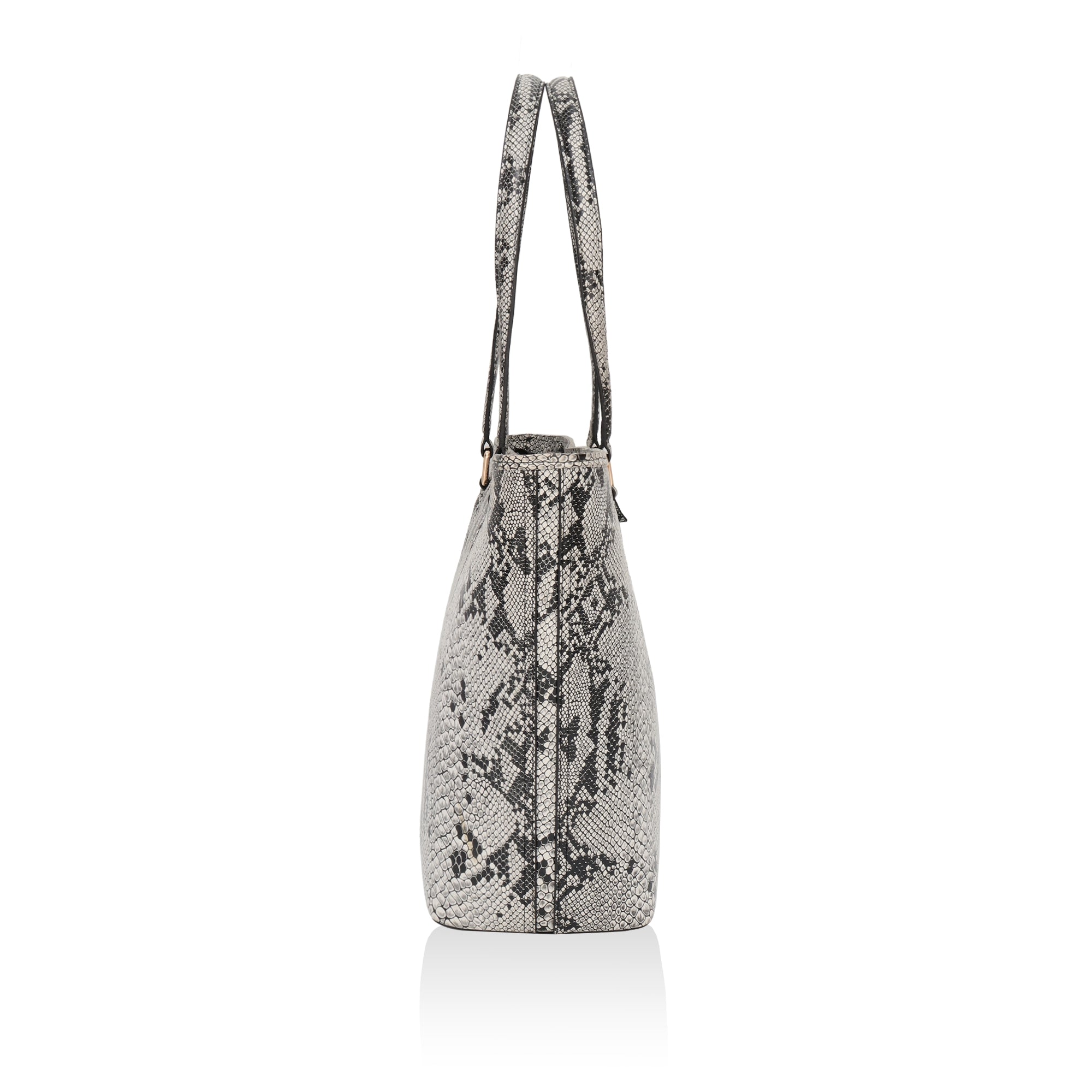 Pinnacle: Italian Leather Laptop Tote Bag (Black and White)