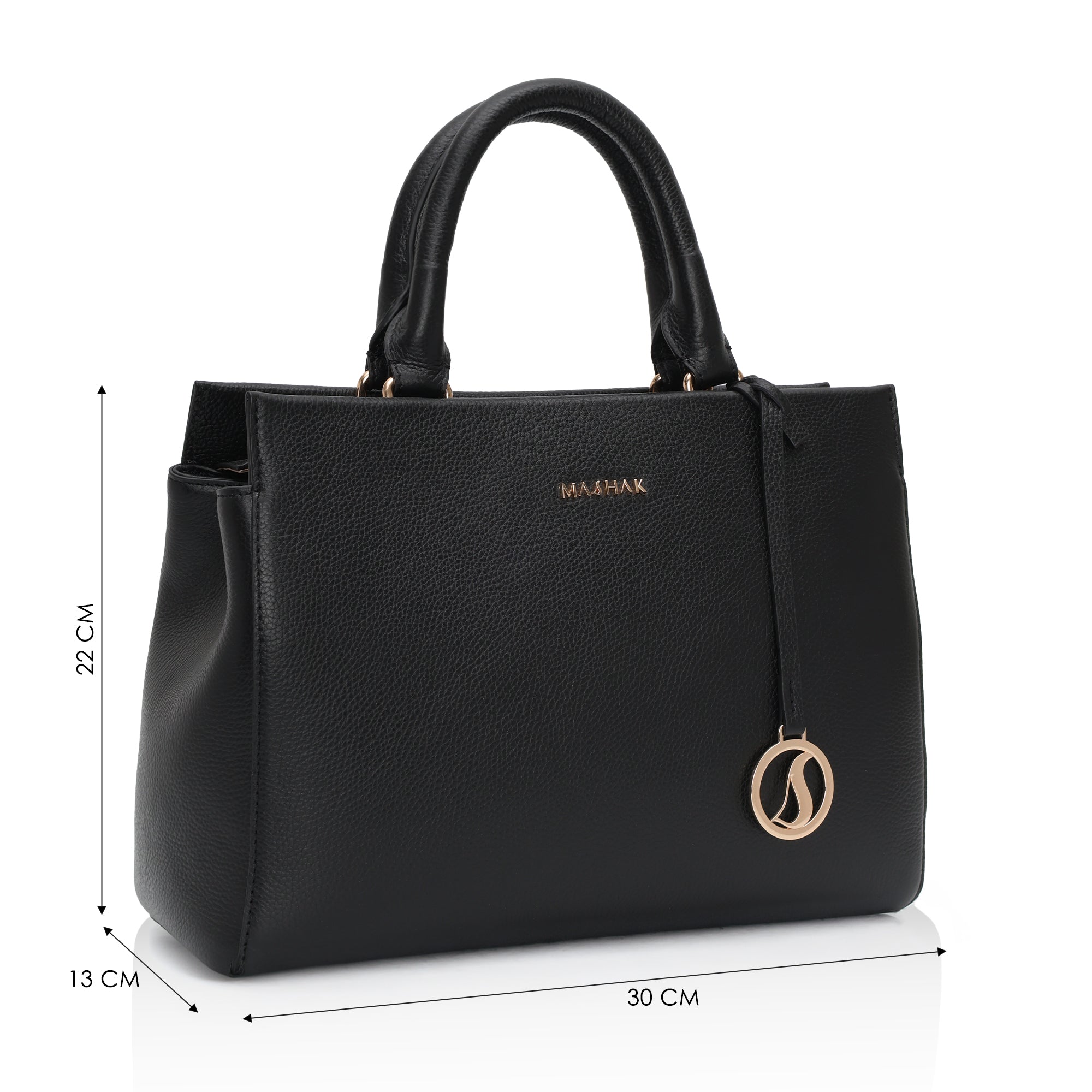 Imperio: Full Grain Pebbled Leather Handbag (Black)