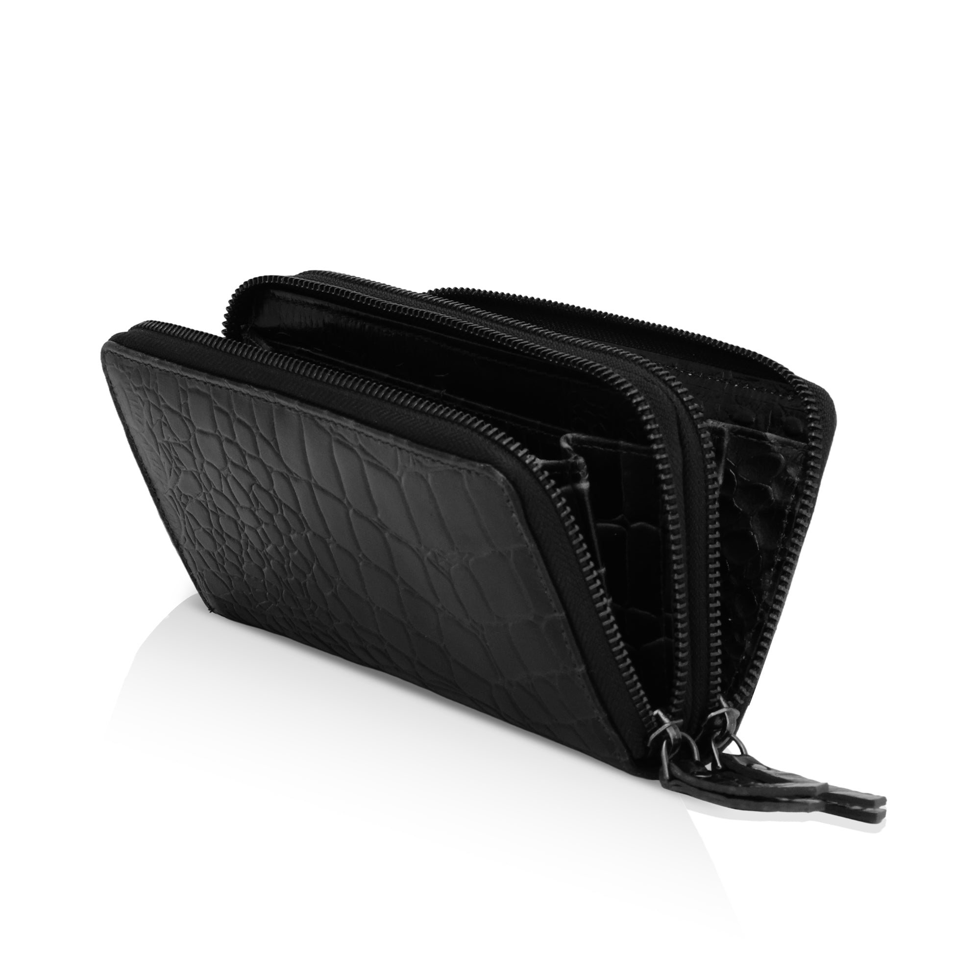 Panache: Double Zip Womens’ Wallets (Black)