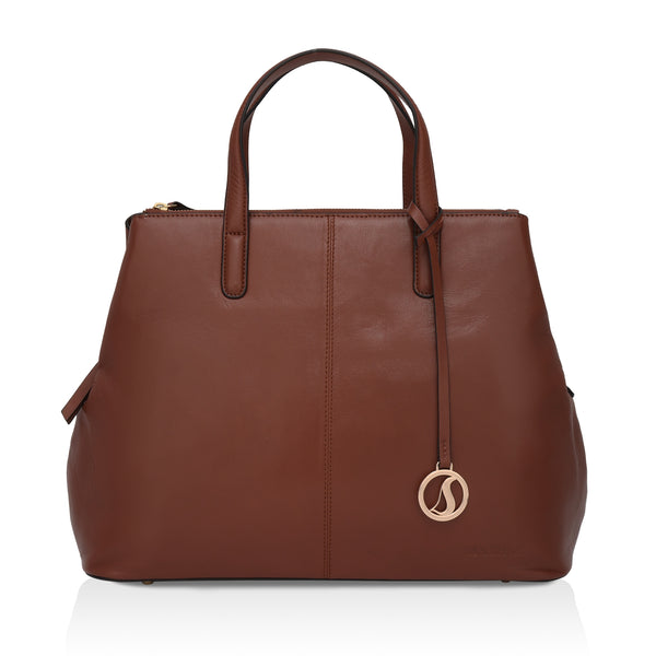 Divino: Napa Leather Laptop Handbag (Tan)