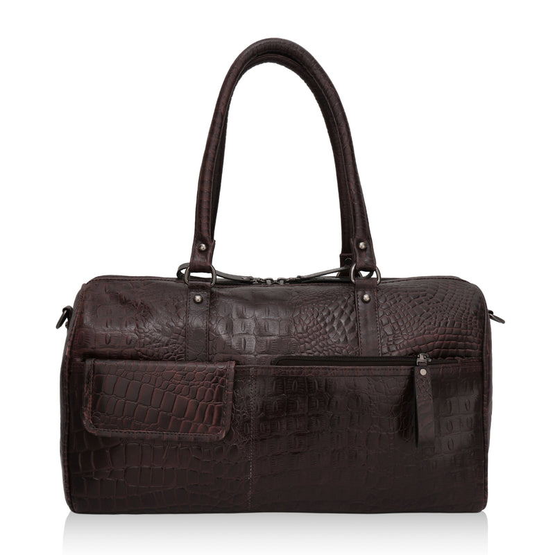 Elité: Luxury Leather Travel Duffel Bag (Brown)