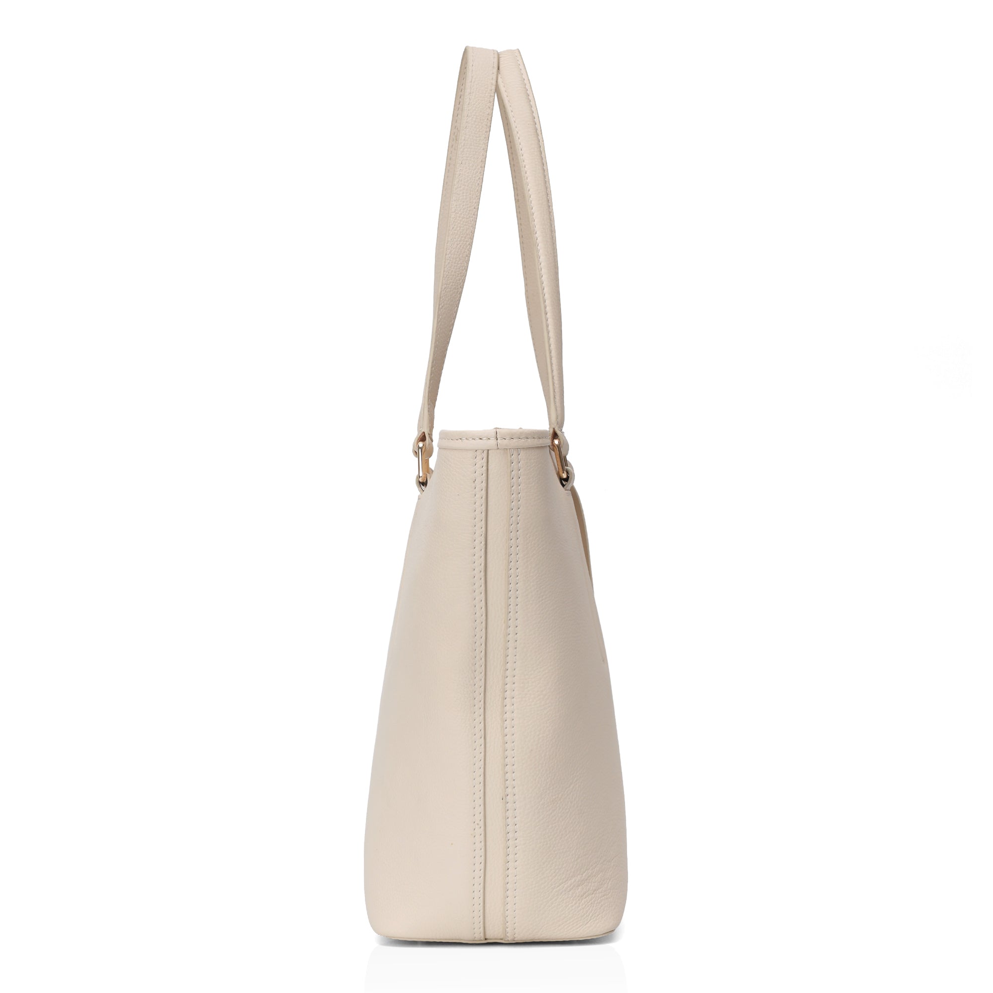Pinnacle: Pebbled Leather Laptop Tote Bag (Cream)