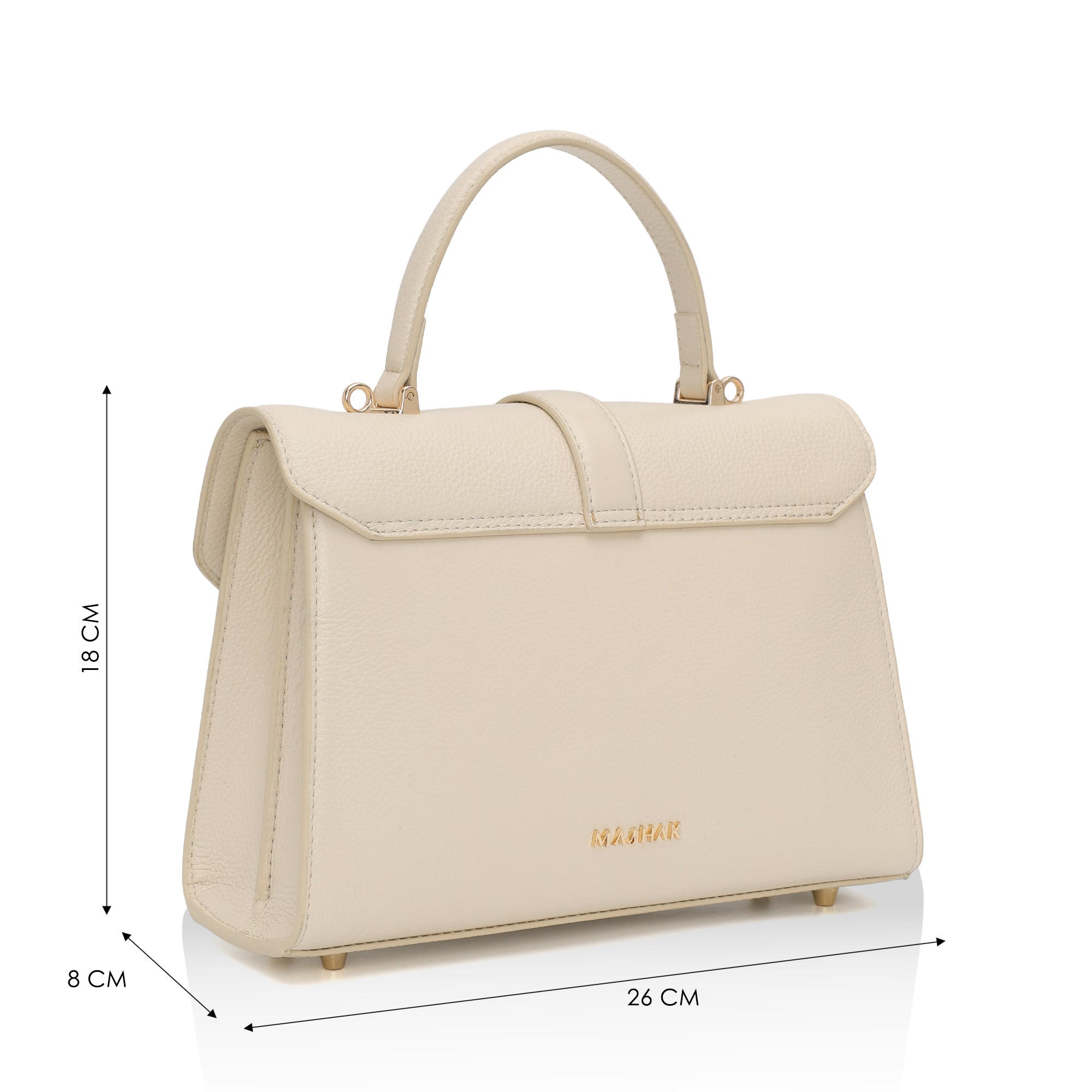 Solis: Full Grain Leather Handbag (Cream)