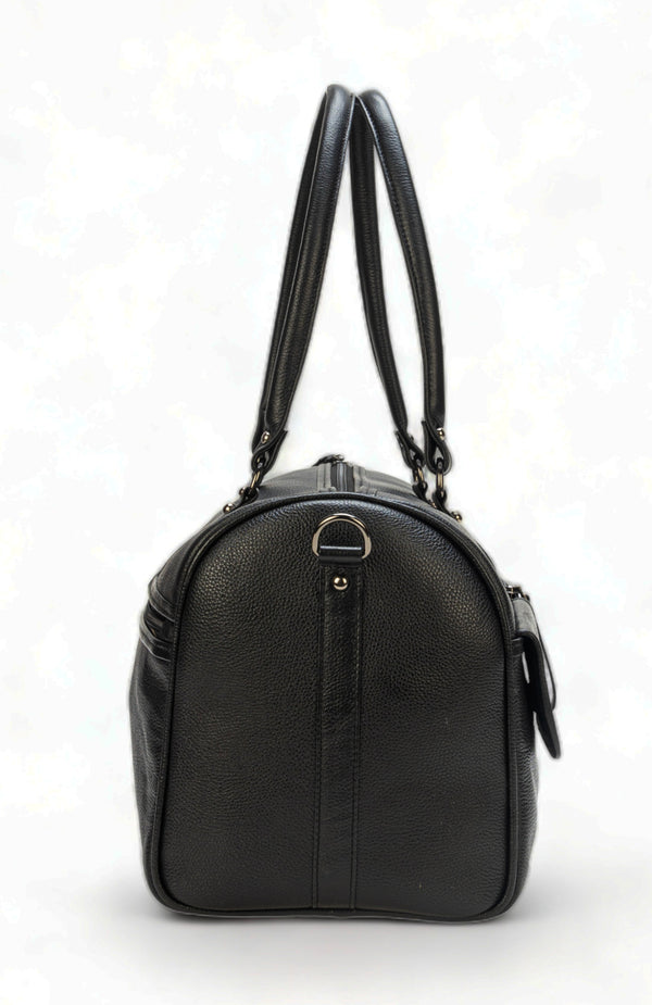 Elité: Pebbled Leather Travel Duffel Bag (Black)