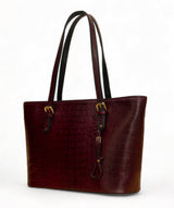 Alpha: Luxury Leather Office Tote (Cherry Red)