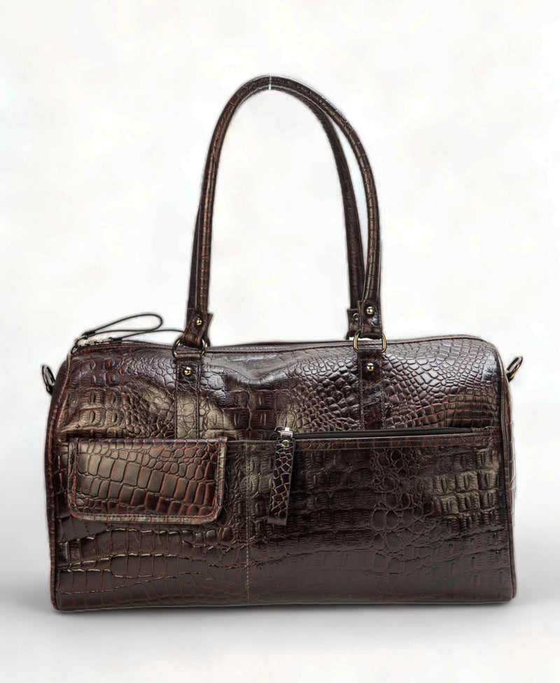 Elité: Luxury Leather Travel Duffel Bag (Brown)