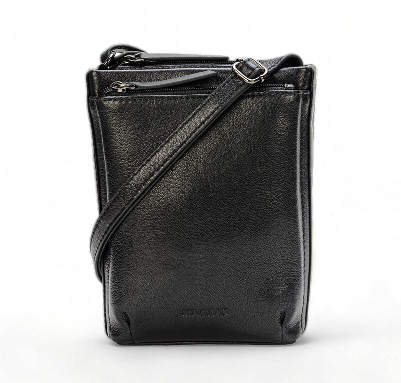 Sienna: Napa Leather Crossbody Bag (Black)