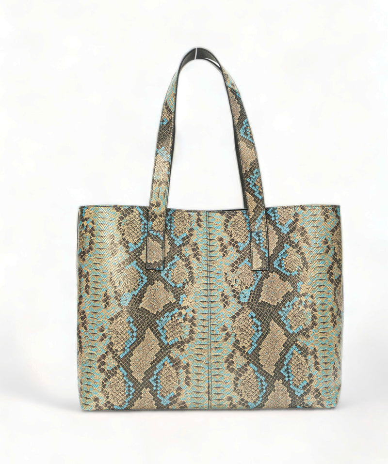 Wild Allure: Italian Leather Tote Bag (Blue)