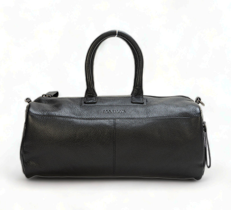 Zenith: Pebbled Leather Gym Duffel Bag (Black)