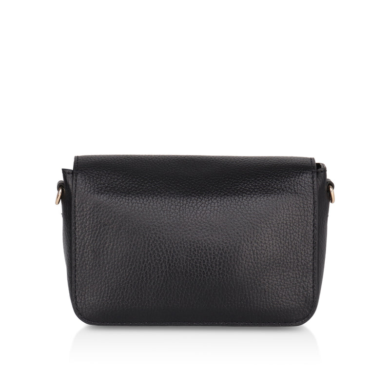 Eva : Pebbled Leather Crossbody Bag (Black)