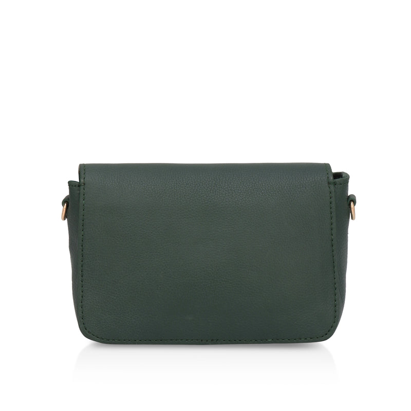 Eva : Pebbled Leather Crossbody Bag (Forest Green)