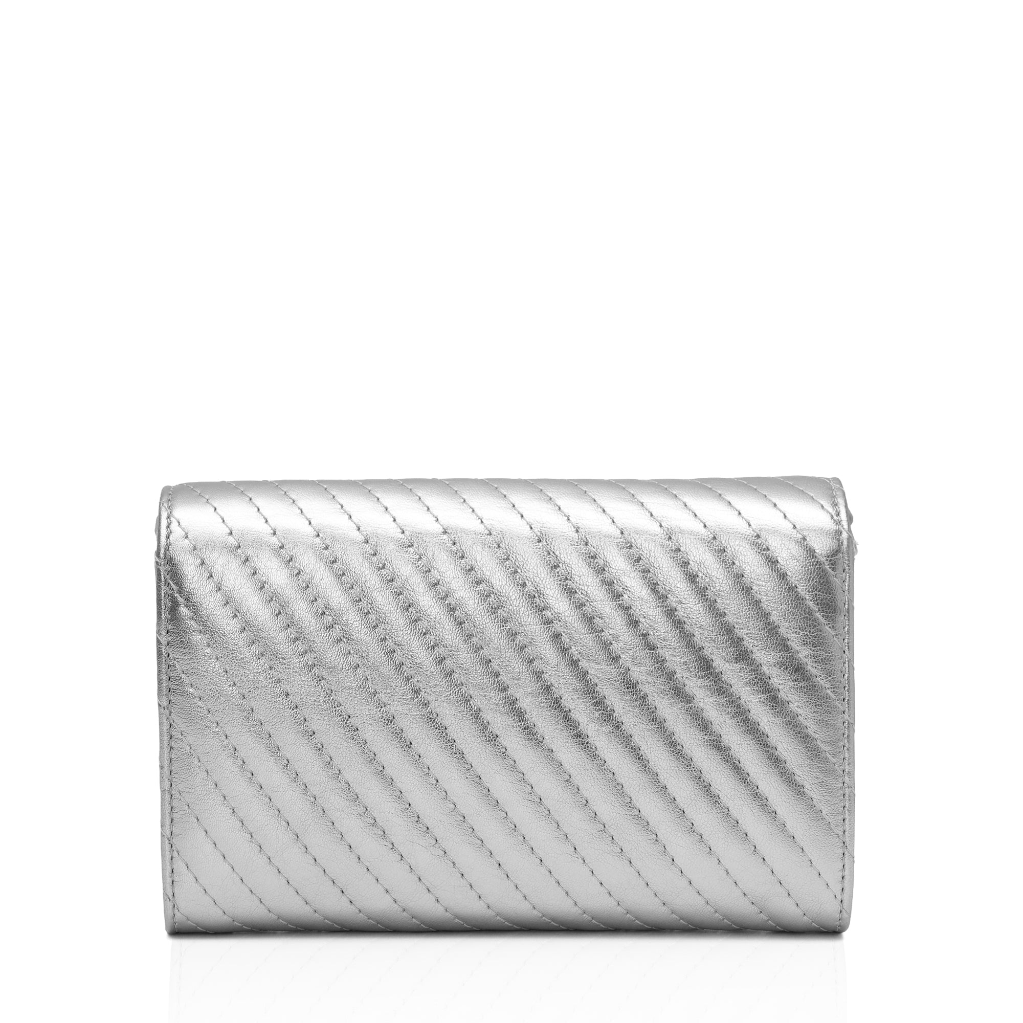 Elara: Metallic Leather Crossbody Bag (Silver)