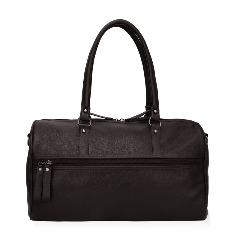 Elité: Pebbled Leather Travel Duffel Bag (Brown)