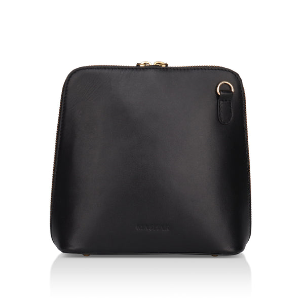 Luxeblend: Full Grain Leather Crossbody Bag (Black)