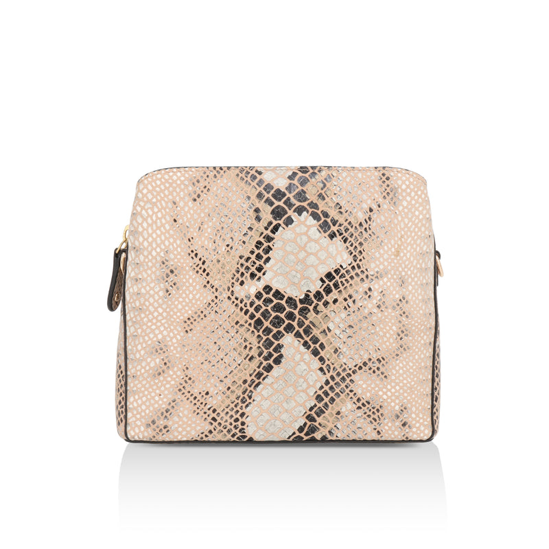 Savannah: Italian Leather Crossbody Bag (Beige)