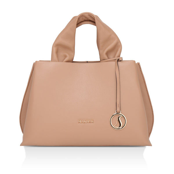 Mia : Napa Leather Handbag (Nude)