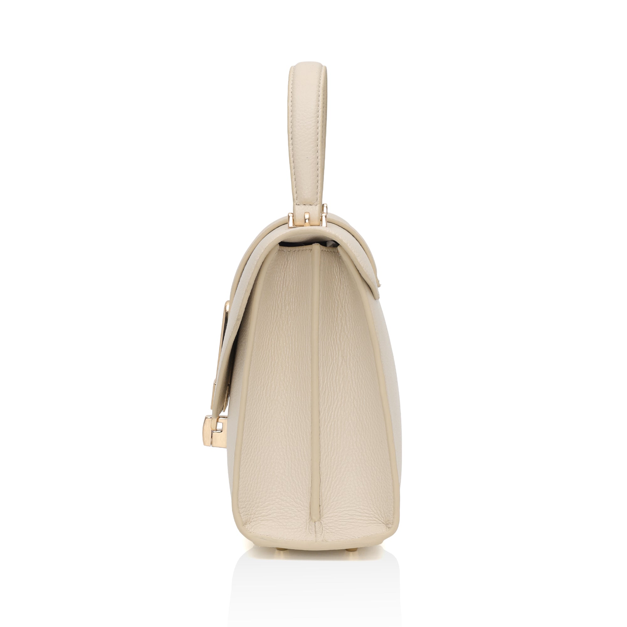 Solis: Full Grain Leather Handbag (Cream)