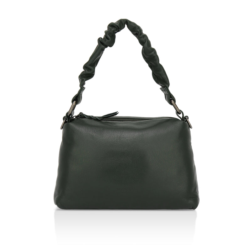 Verve: Napa Leather Crossbody Bag (Dark Green)