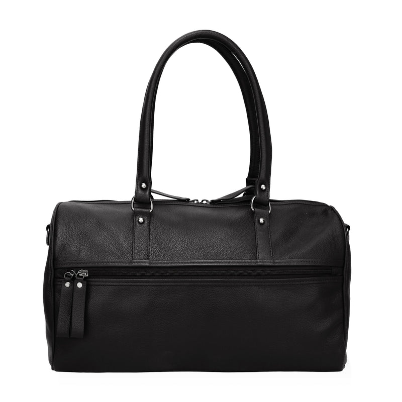 Elité: Pebbled Leather Travel Duffel Bag (Black)
