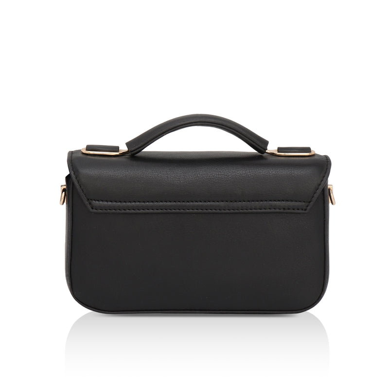 Terra: Pebbled Leather Cross Body Bag (Black)