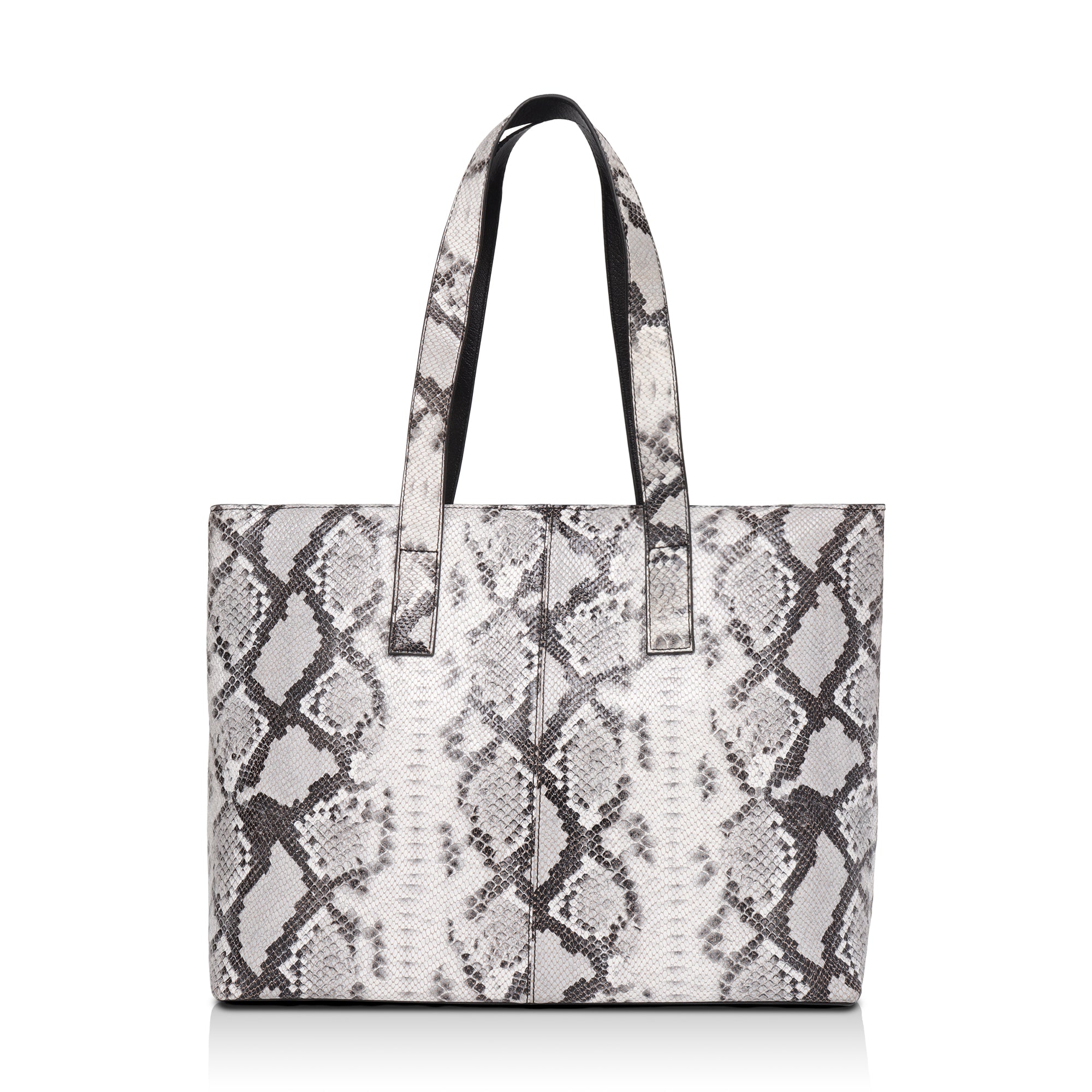 Wild Allure: Italian Leather Tote Bag (Black and White)