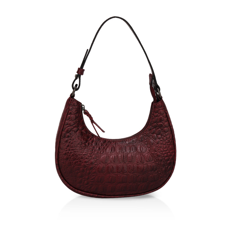 Dazzlo: Luxury Leather Shoulder Bag (Cherry Red)