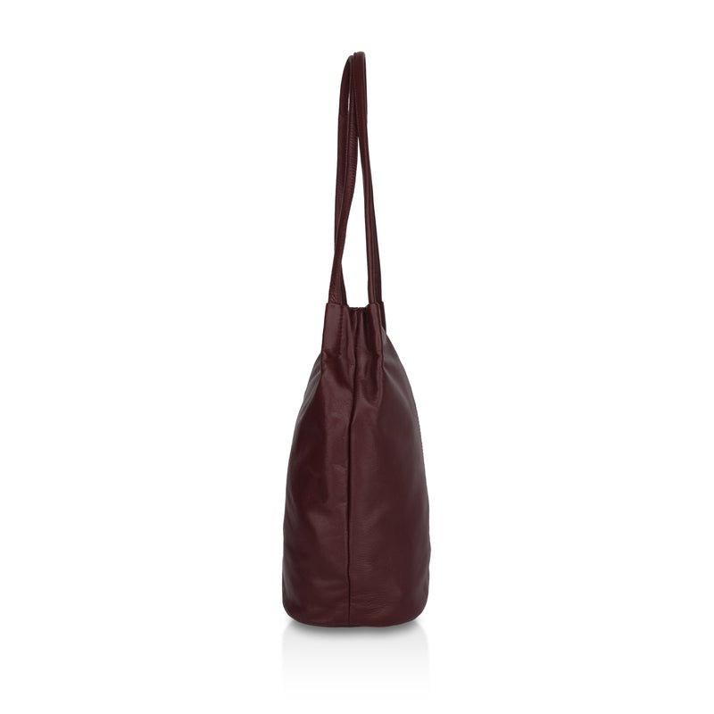 Boho: Soft Napa Leather Tote Bag (Wine)