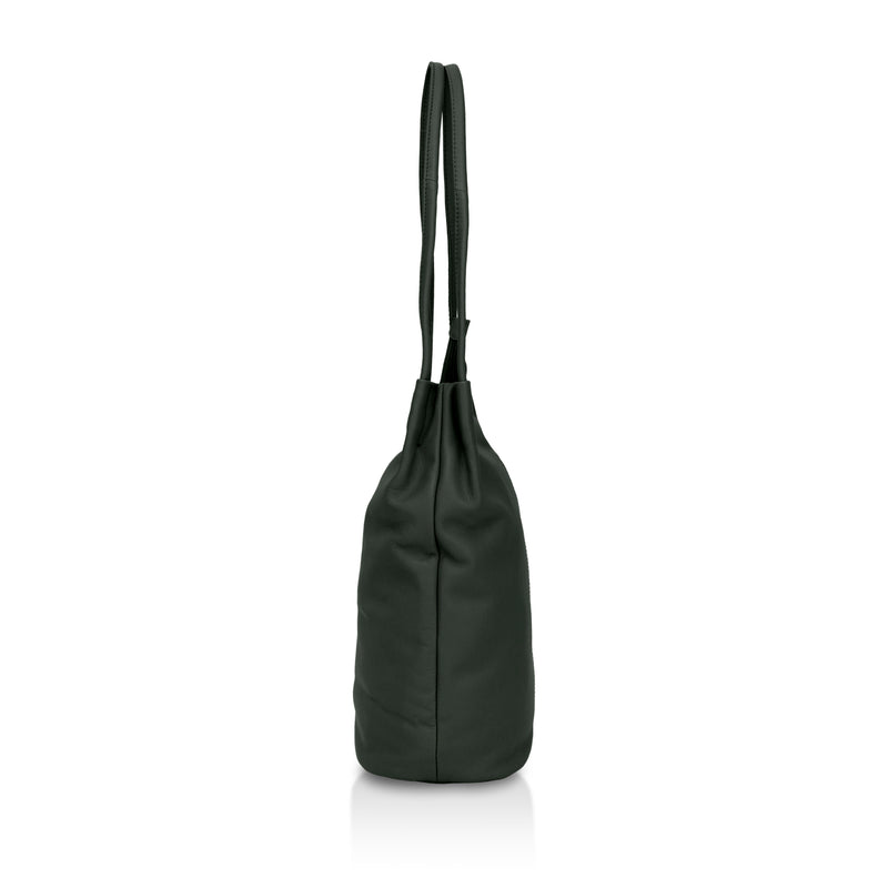 Boho: Soft Napa Leather Tote Bag (Dark Green)