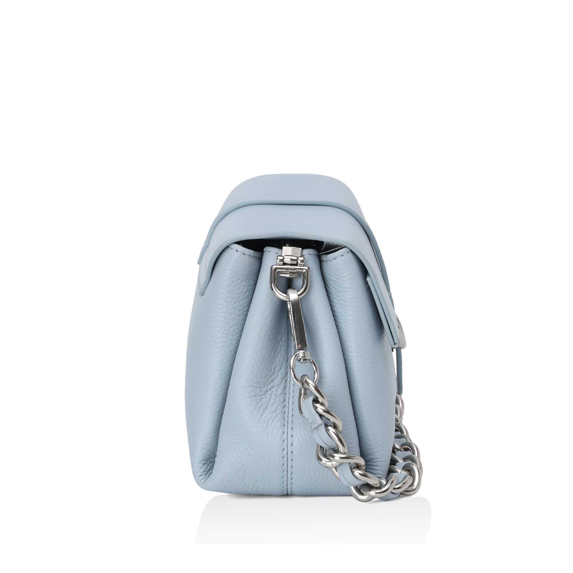Aster : Pebbled Leather Shoulder Crossbody Bag (Sky Blue)
