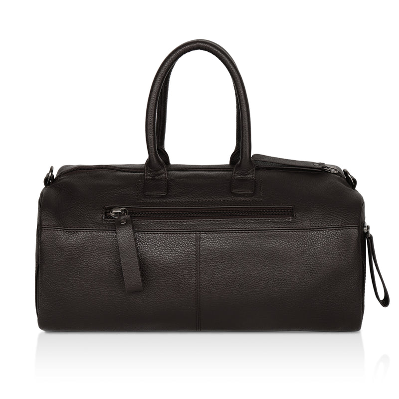 Zenith: Pebbled Leather Gym Duffel Bag (Brown)