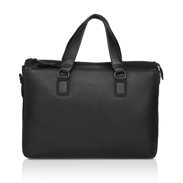 Nexa: Pebbled Leather Laptop Bag (Black)