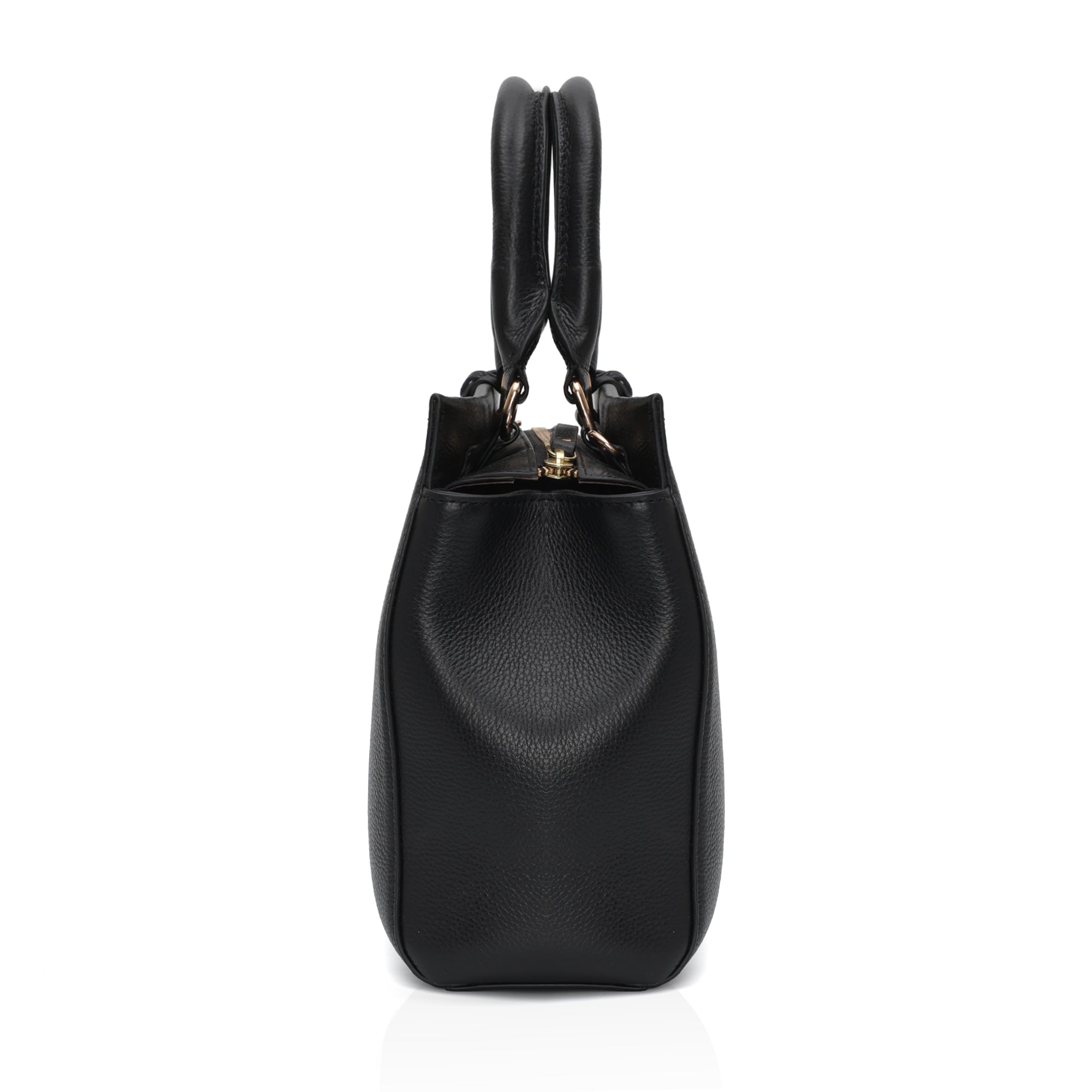 Imperio: Full Grain Pebbled Leather Handbag (Black)