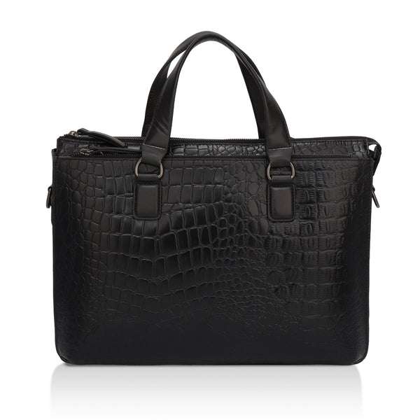 Nexa: Luxury Leather Laptop Bag (Black)