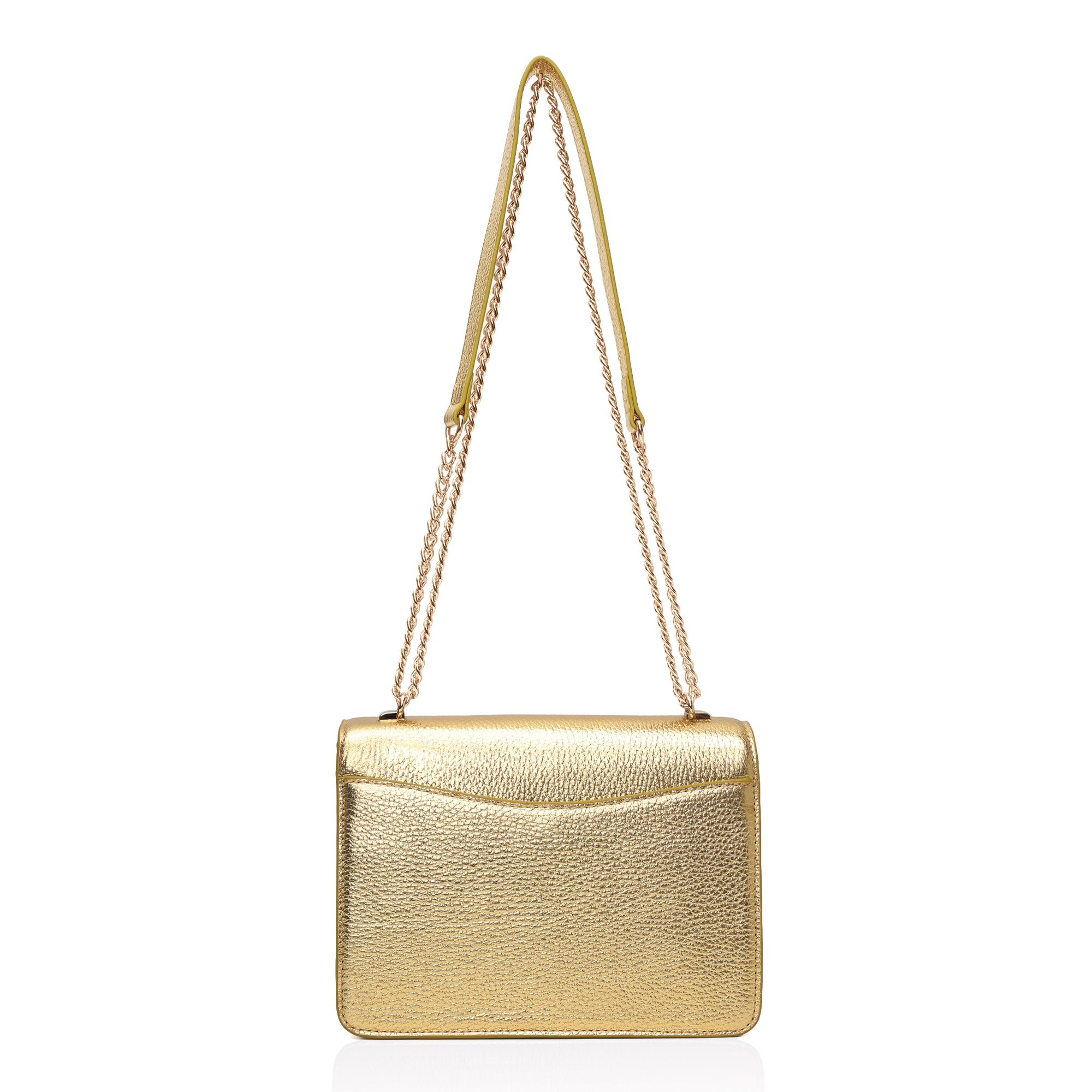 Lustra: Metallic Leather Shoulder Bag (Classic Gold)