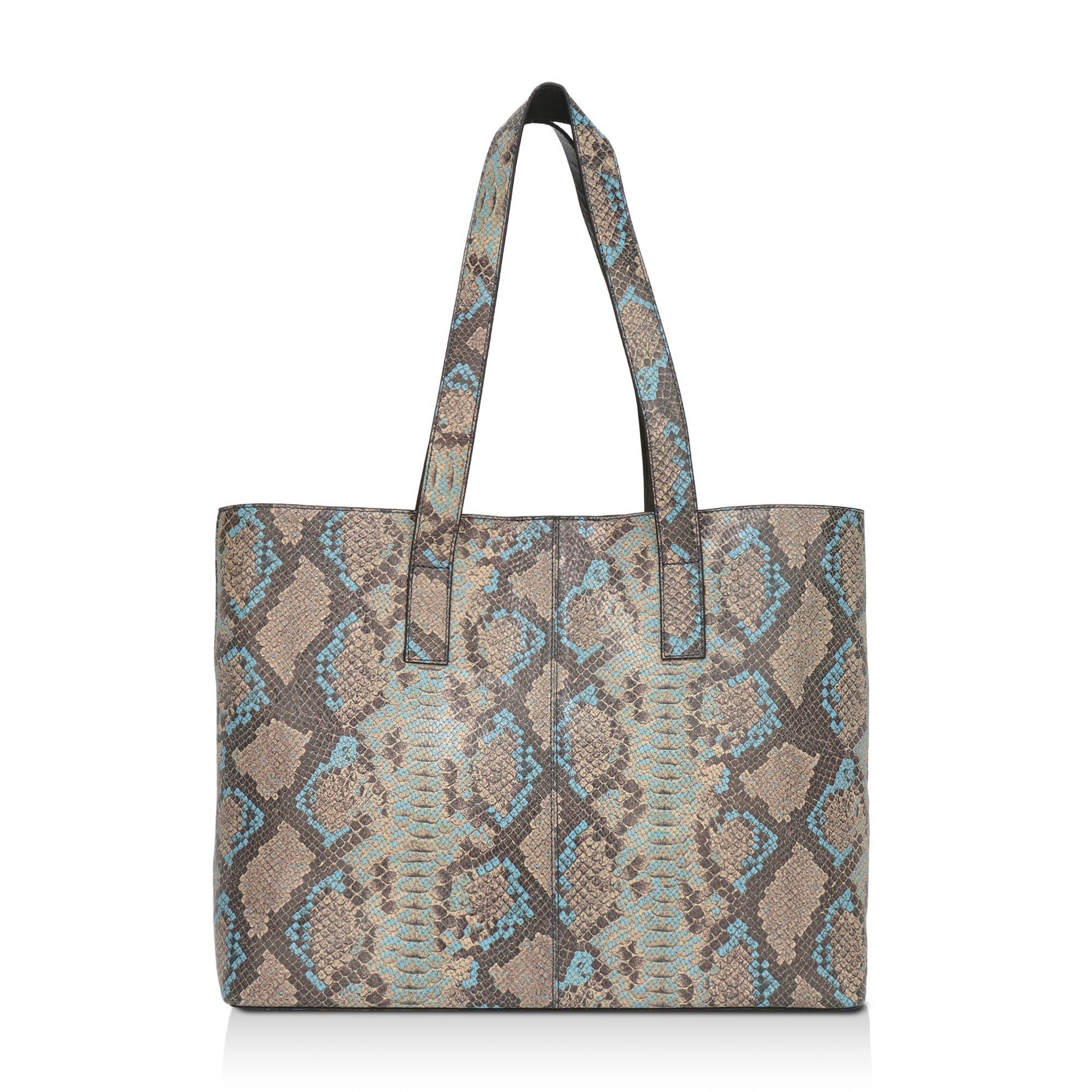 Wild Allure: Italian Leather Tote Bag (Blue)