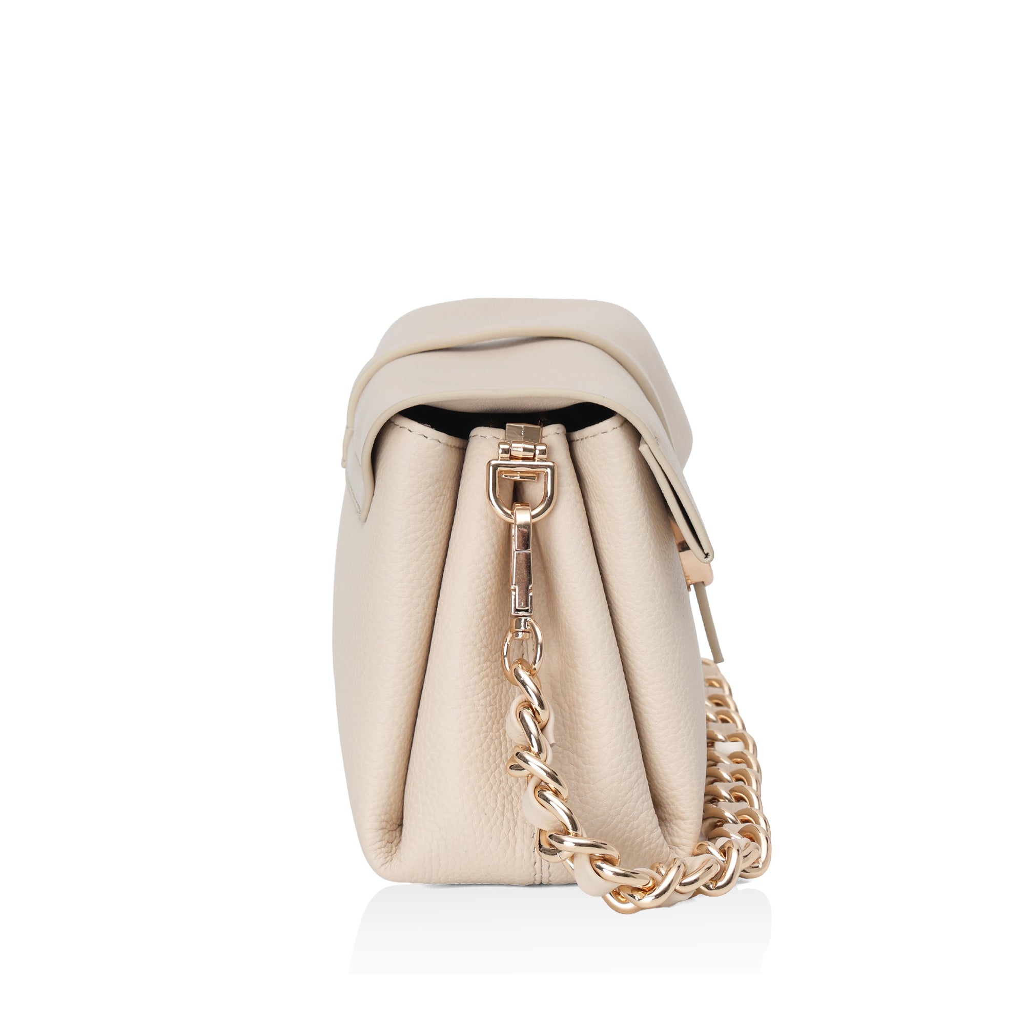Aster : Pebbled Leather Shoulder Crossbody Bag (Cream)