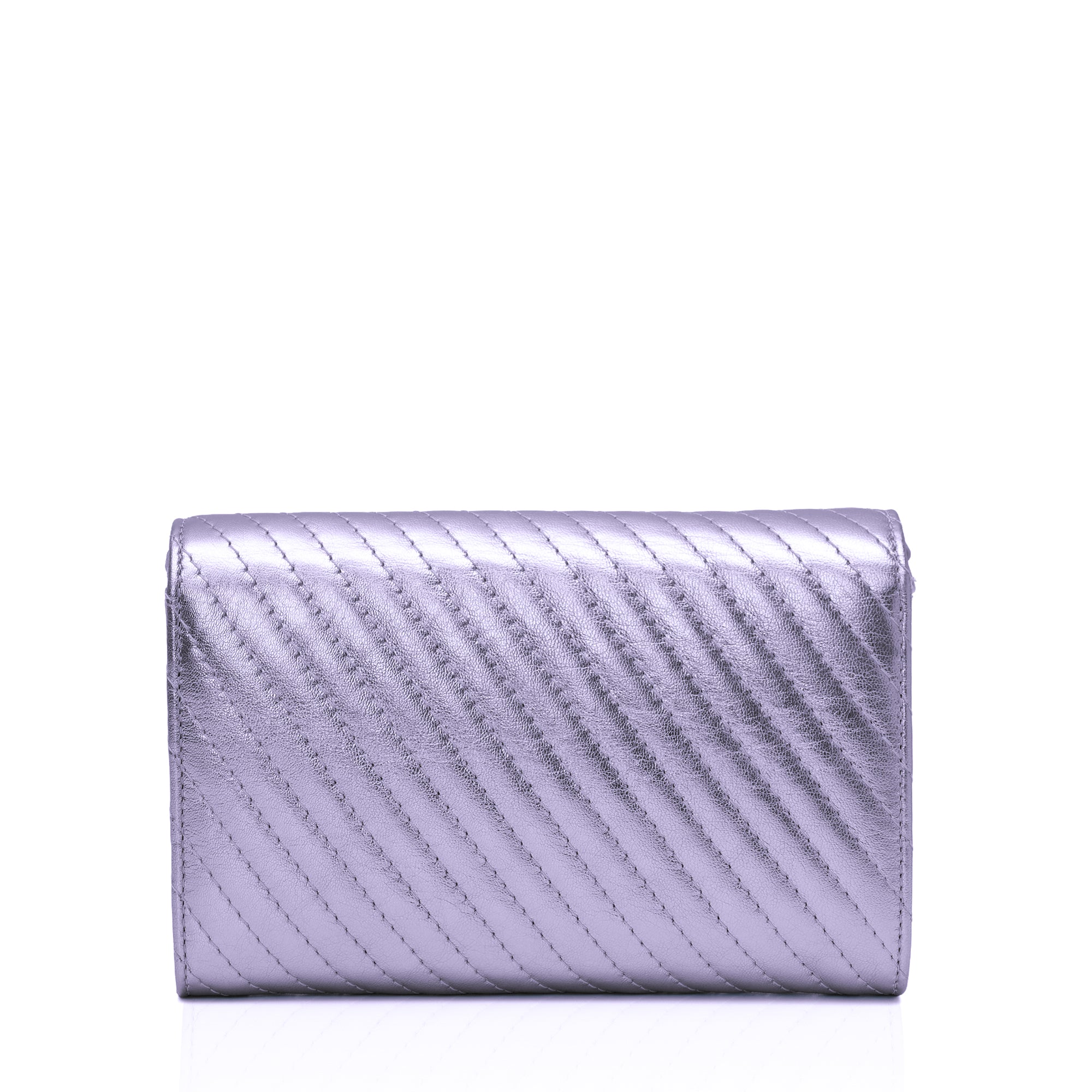 Elara: Metallic Leather Crossbody Bag (Lavender)