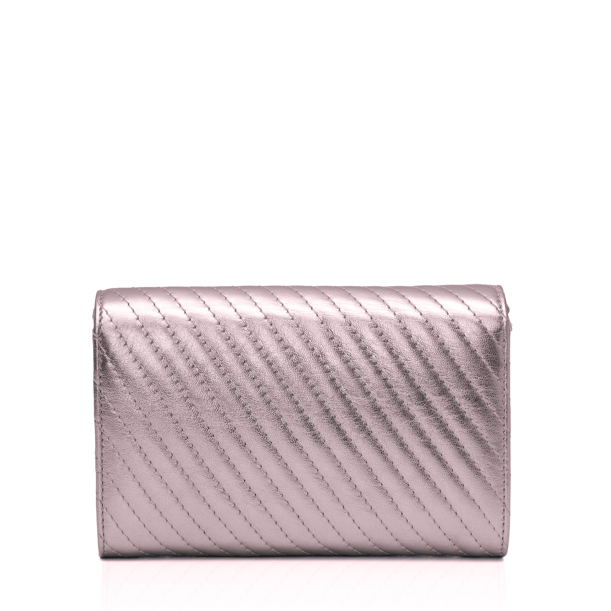 Elara: Metallic Leather Crossbody Bag (Blush Pink)