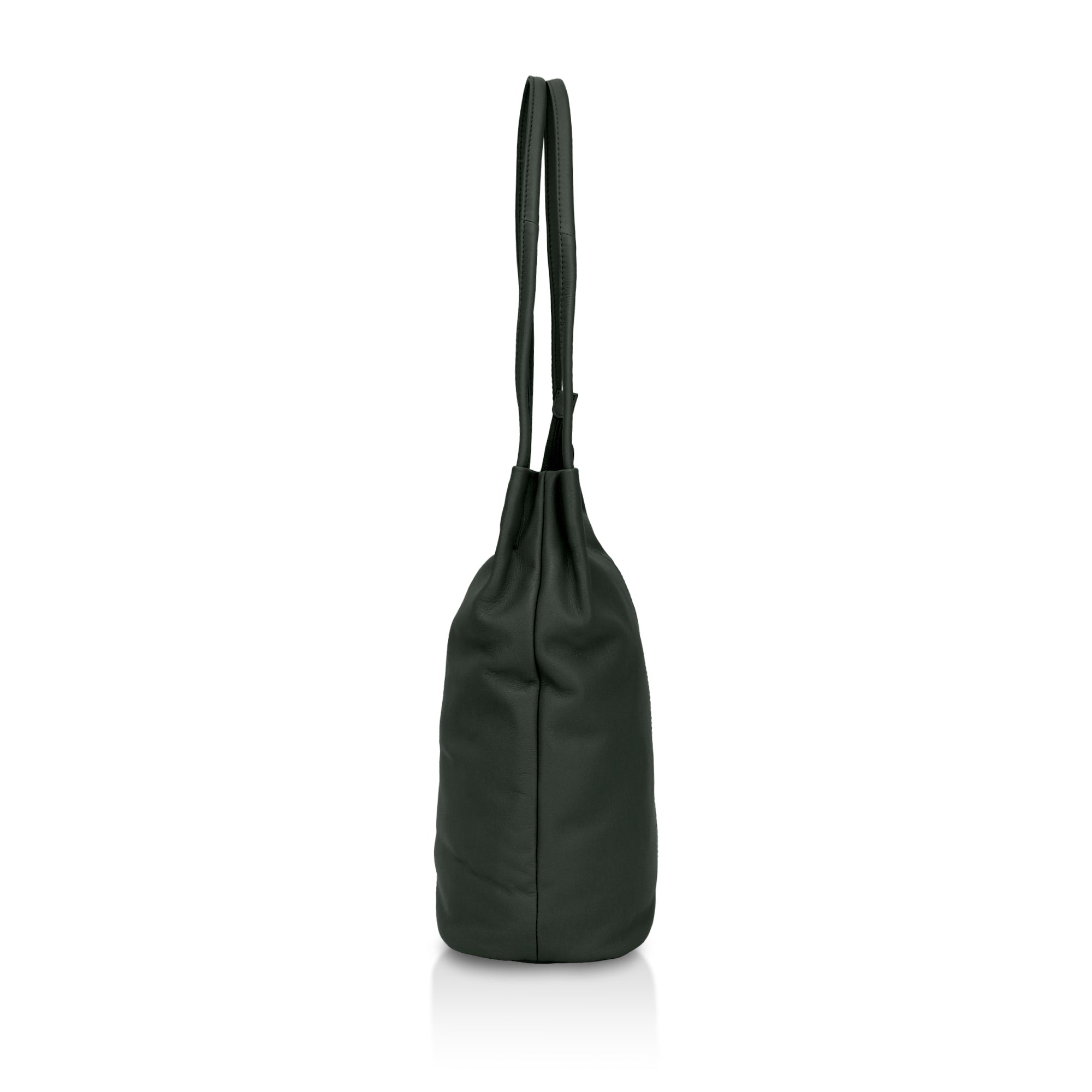 Boho: Soft Napa Leather Tote Bag (Dark Green)