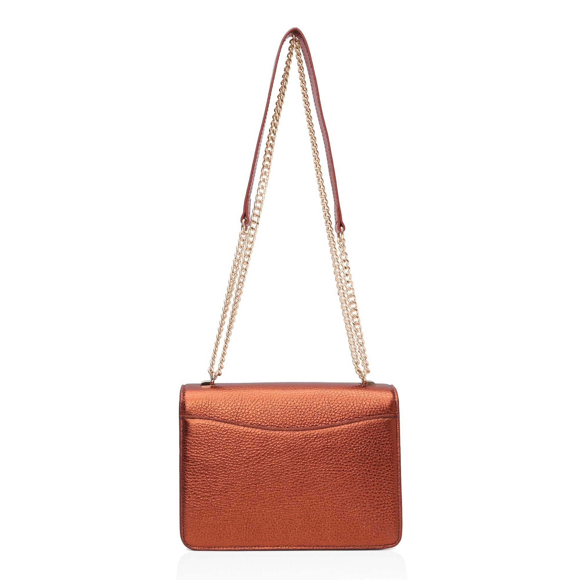 Lustra: Metallic Leather Shoulder Bag (Copper)