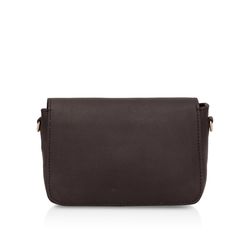 Eva : Pebbled Leather Crossbody Bag (Brown)