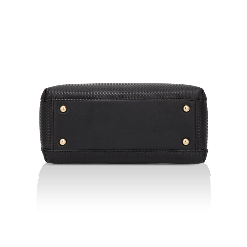 Opula: Scaled Leather Handbag (Black)