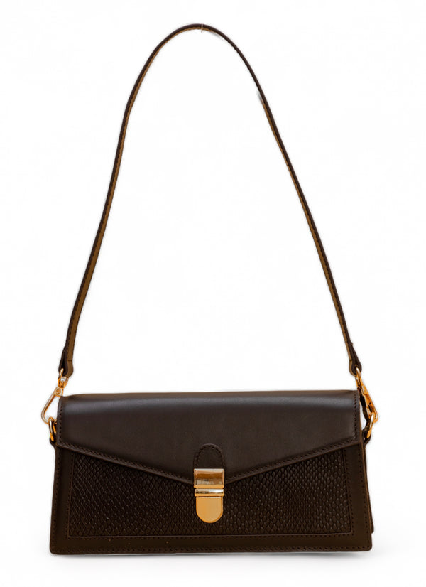 Vogue: Embossed Leather Shoulder Bag (Brown)