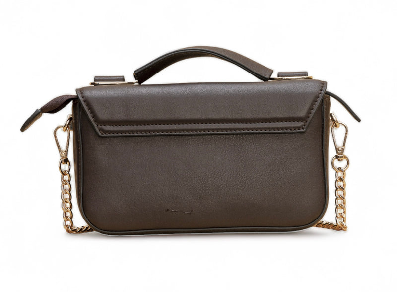 Terra: Pebbled Leather Cross Body Bag (Brown)