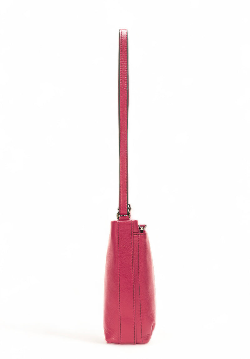 Sienna: Napa Leather Crossbody Bag (Hot Pink)