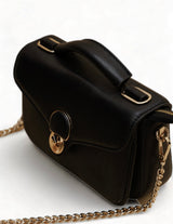 Terra: Pebbled Leather Cross Body Bag (Black)