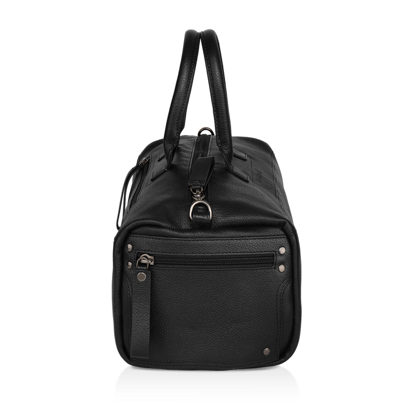 Zenith: Pebbled Leather Gym Duffel Bag (Black)