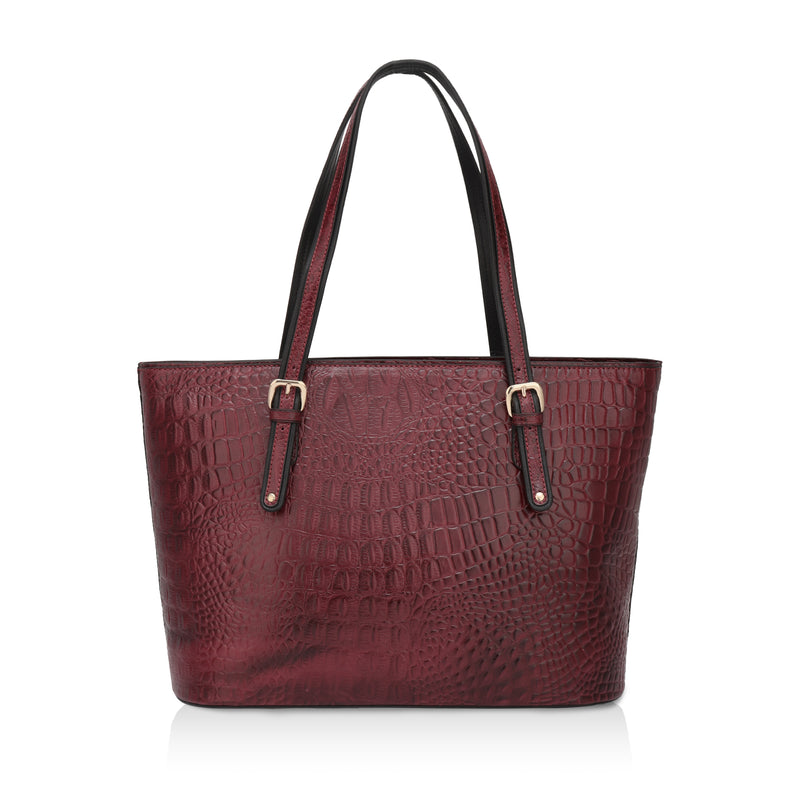 Alpha: Luxury Leather Office Tote (Cherry Red)
