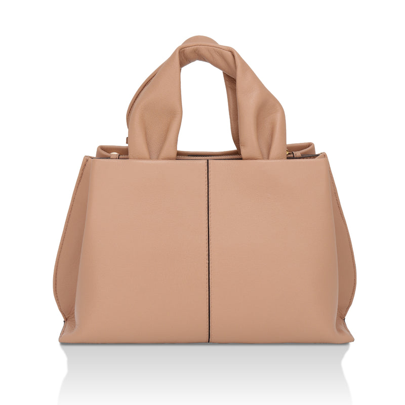 Mia : Napa Leather Handbag (Nude)